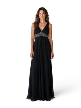 JS Boutique Black Beaded Gown NWT Wedding Guest Black Tie Cocktail Sz 6